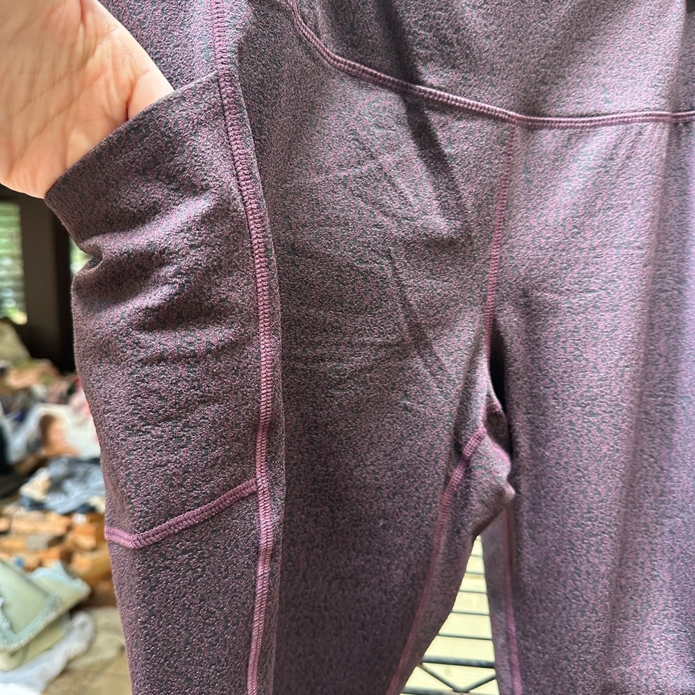 MONDETTA Womens Midweight Brushed Purple Jacquard Legging Size XL Pockets - Picture 5 of 16